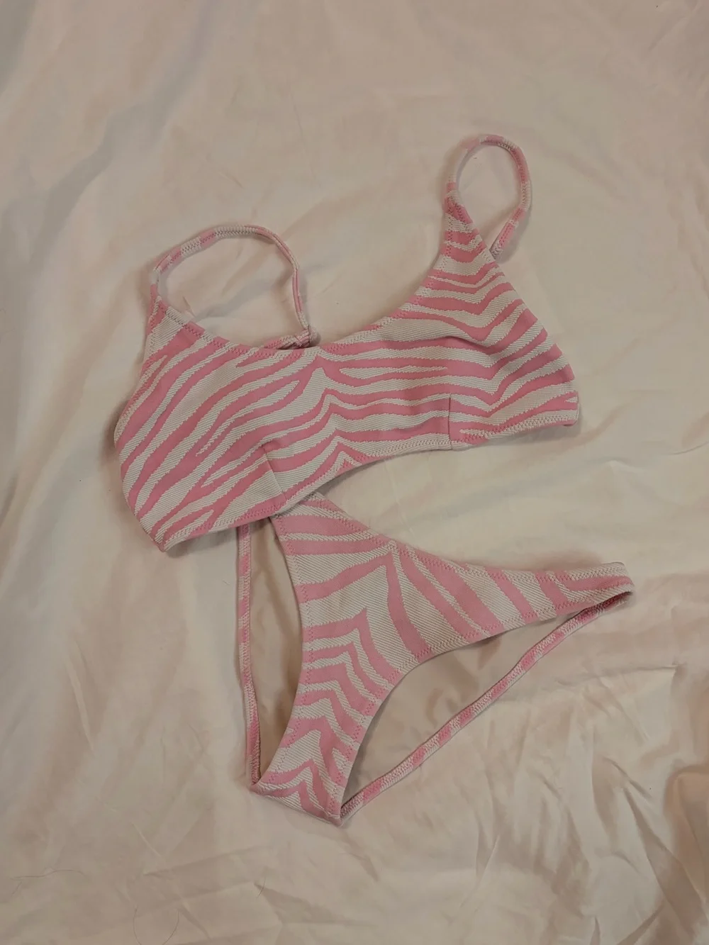 triangl swimwear Pink and White Zebra-Print Bikini